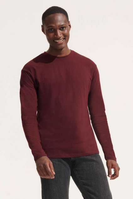 SOL'S MONARCH - MEN'S ROUND COLLAR LONG SLEEVE T-SHIRT Orange (Vyberte barvu oranžová, Velikost 2XL)