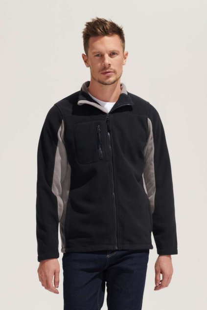 SOL'S NORDIC - MEN’S TWO-COLOUR ZIPPED FLEECE JACKET Black (Vyberte barvu černá, Velikost S)
