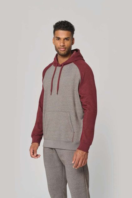 ADULT TWO-TONE HOODED SWEATSHIRT Grey Heather/Black (Vyberte barvu šedá žíhaná / černá, Velikost XS)