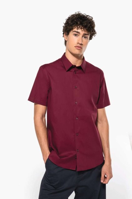 SHORT-SLEEVED COTTON/ELASTANE SHIRT Zinc (Vyberte barvu zinek šedá, Velikost S)