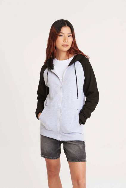 Unisex dvoubarevná mikina na zip Just Hoods