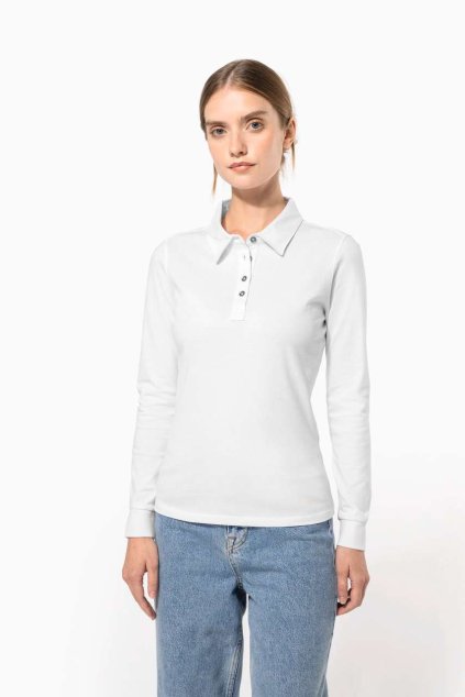 LADIES' LONG SLEEVE JERSEY POLO SHIRT Black (Vyberte barvu černá, Velikost XS)
