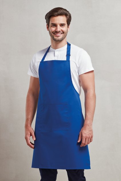 'COLOURS COLLECTION’ BIB APRON WITH POCKET Navy (Vyberte barvu námořnická modrá, Velikost U)