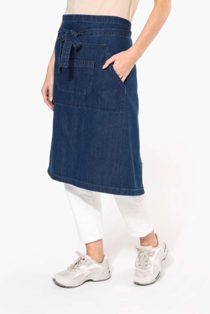 COTTON LONG APRON Black (Vyberte barvu černá, Velikost U)