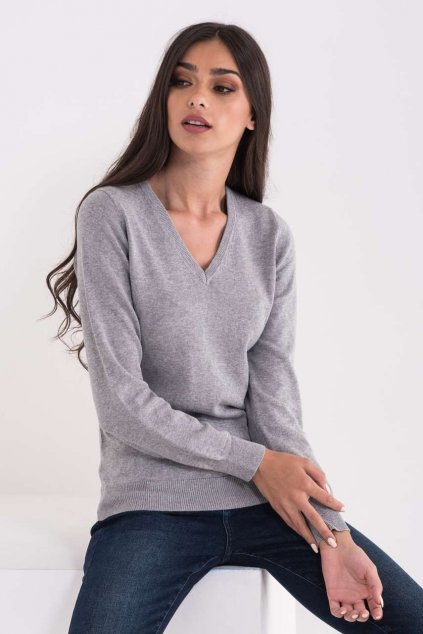 LADIES’ V-NECK FINE GAUGE COTTON PULLOVER Navy (Vyberte barvu námořnická modrá, Velikost L)