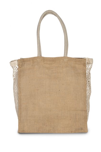 SHOPPING BAG WITH MESH GUSSET Black/Natural (Vyberte barvu černá / přírodní, Velikost U)
