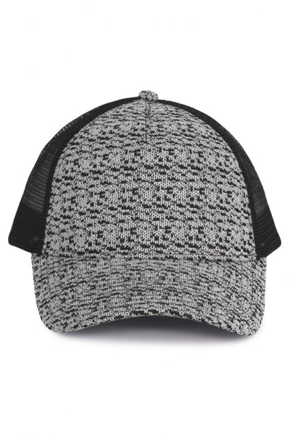 TRUCKER CAP - 5 PANELS White&Black Heather/Black (Vyberte barvu bílá&černá žíhaná / černá, Velikost U)