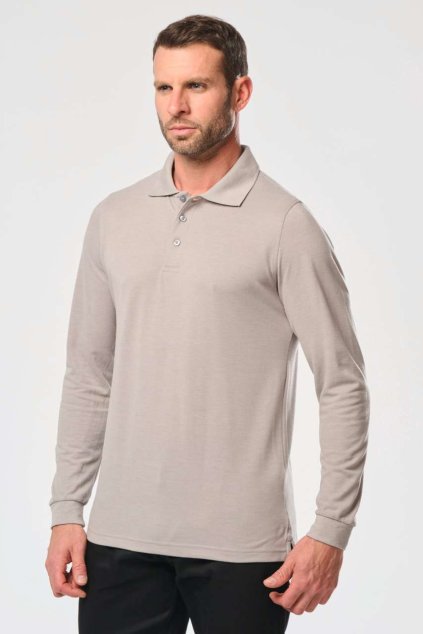 MEN'S LONG-SLEEVED POLO SHIRT Black (Vyberte barvu černá, Velikost S)