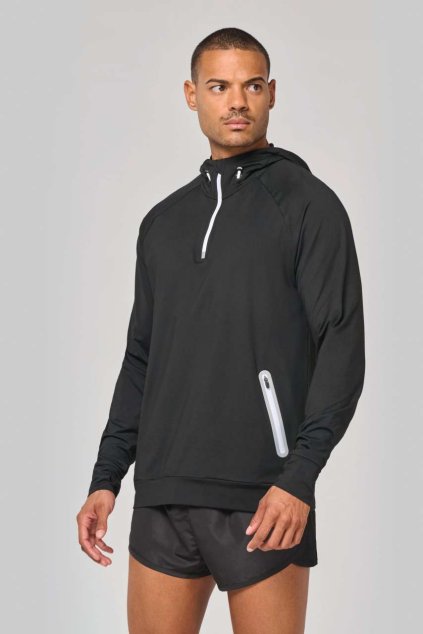 ZIP NECK HOODED SPORTS SWEATSHIRT Navy (Vyberte barvu námořnická modrá, Velikost L)