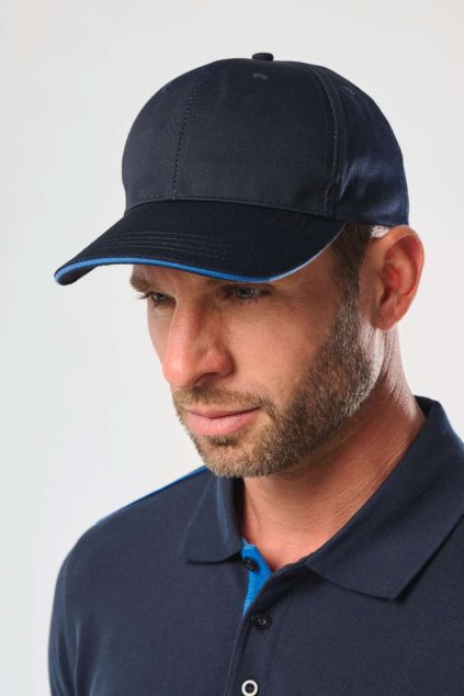 OEKOTEX CERTIFIED 6 PANELS CAP WITH SANDWICH PEAK Black/White (Vyberte barvu černá / bílá, Velikost U)