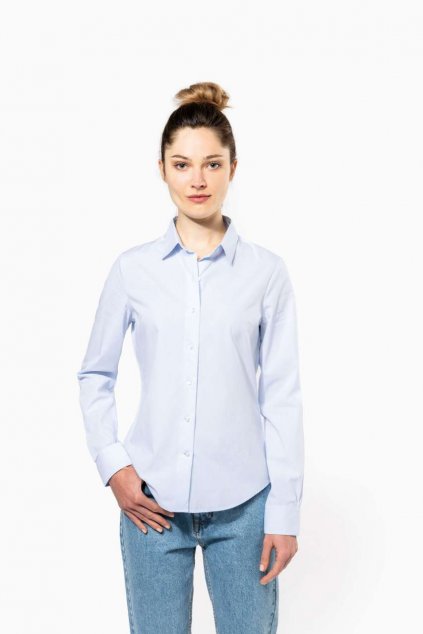 LADIES’ LONG-SLEEVED COTTON POPLIN SHIRT Black (Vyberte barvu černá, Velikost M)