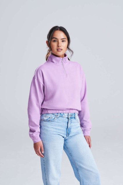 WOMEN'S CROPPED 1/4 ZIP SWEAT Arctic White (Vyberte barvu arktická bílá, Velikost XXS)