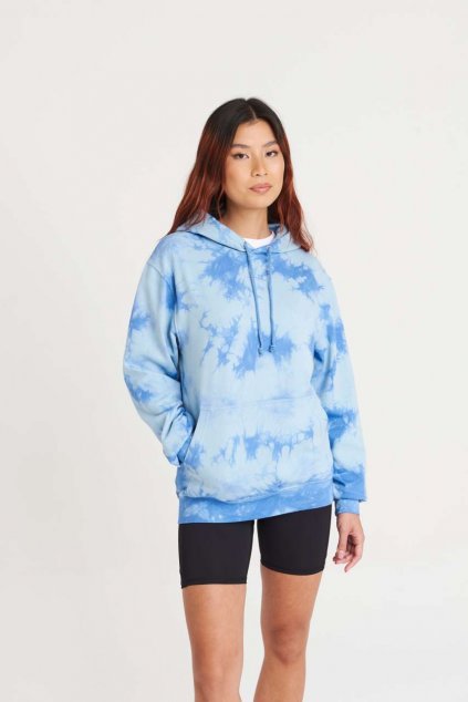 TIE-DYE HOODIE Blue Cloud (Vyberte barvu modrý mrak, Velikost XS)