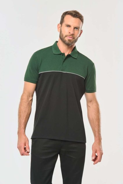 UNISEX ECO-FRIENDLY TWO-TONE SHORT SLEEVE POLO SHIRT Black/Orange (Vyberte barvu černá / oranžová, Velikost XS)