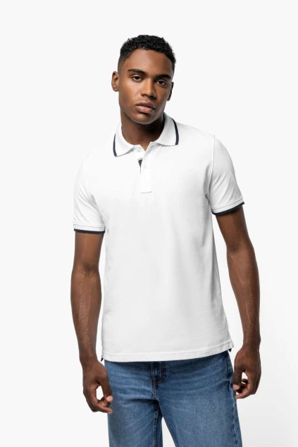 MEN'S SHORT-SLEEVED POLO SHIRT White/Navy (Vyberte barvu bílá / námořnická modrá, Velikost S)