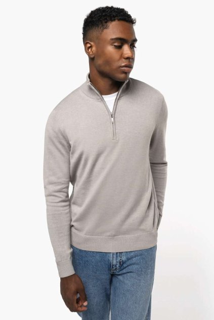 MEN'S ZIP NECK JUMPER Black (Vyberte barvu černá, Velikost S)
