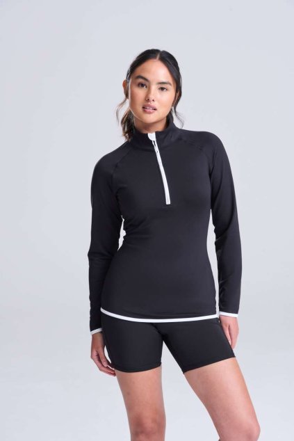 WOMEN'S COOL 1/2 ZIP SWEAT Jet Black/Electric Yellow (Vyberte barvu Jet Black/Electric Yellow, Velikost XS)