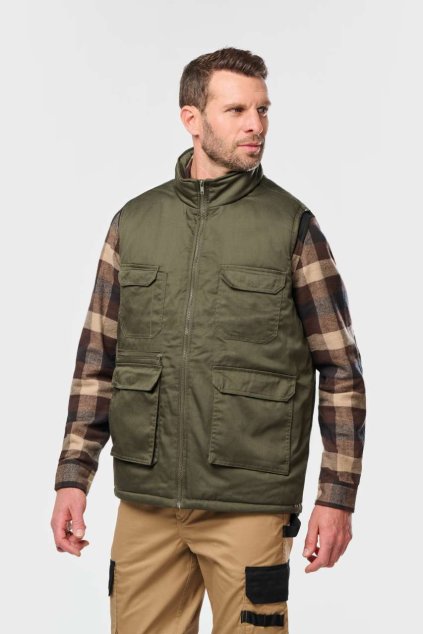 UNISEX PADDED MULTI-POCKET POLYCOTTON VEST Dark Grey (Vyberte barvu tmavě šedá, Velikost XS)
