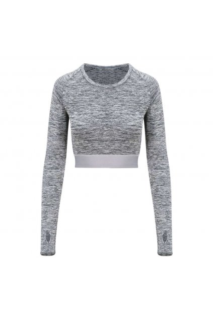WOMEN'S LONG SLEEVE CROP T Jet Black (Vyberte barvu tryskáčově černá, Velikost XS)