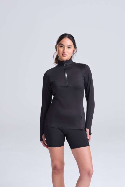WOMEN'S COOL FLEX 1/2 ZIP TOP Jet Black (Vyberte barvu tryskáčově černá, Velikost XS)
