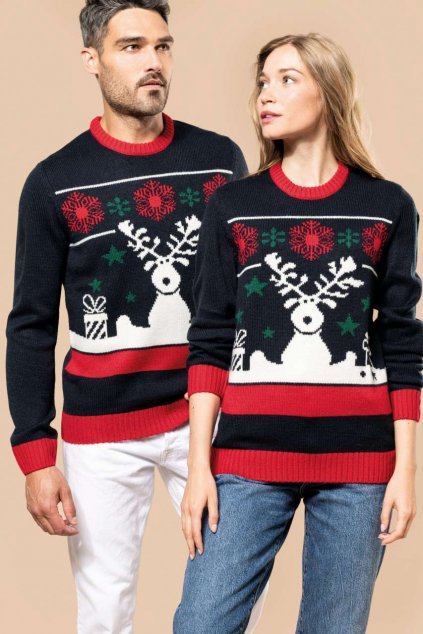 UNISEX CREW NECK CHRISTMAS JUMPER Night Navy (Vyberte barvu noční námořnická modrá, Velikost XS)