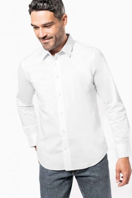 LONG-SLEEVED COTTON/ELASTANE SHIRT White (Vyberte barvu bílá, Velikost S)