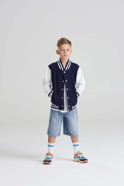 KIDS VARSITY JACKET Jet Black/White (Vyberte barvu tryskáčově černá / bílá, Velikost 5/6)