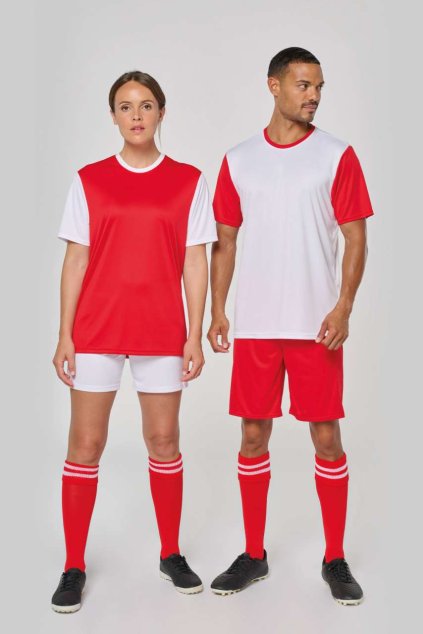 ADULTS' BICOLOUR SHORT-SLEEVED T-SHIRT Sporty Red/White (Vyberte barvu sportovní červená / bílá, Velikost XS)