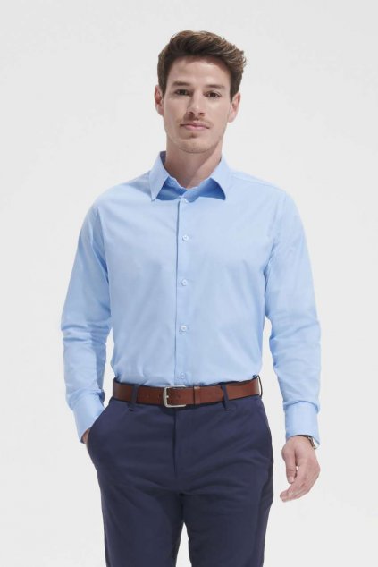 SOL'S BRIGHTON - LONG SLEEVE STRETCH MEN'S SHIRT Black (Vyberte barvu černá, Velikost 2XL)