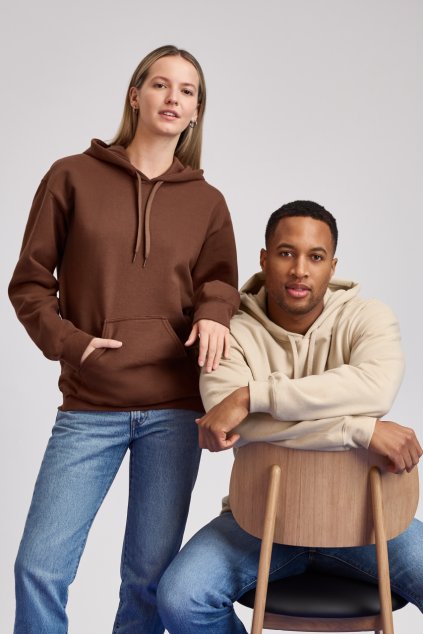 SOFTSTYLE® MIDWEIGHT FLEECE ADULT HOODIE Charcoal (Vyberte barvu dřevěné uhlí šedé, Velikost S)