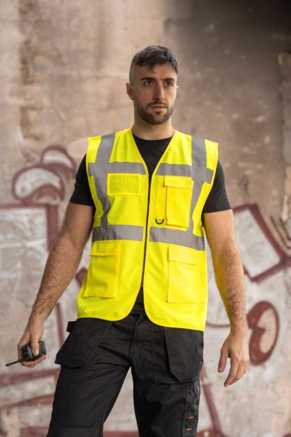 COMFORT EXECUTIVE SAFETY VEST "HAMBURG" - MULTIFUNCTIONAL WITH POCKETS Yellow (Vyberte barvu žlutá, Velikost S)