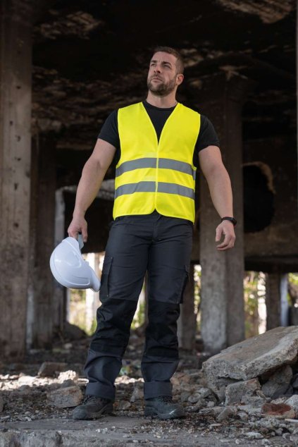 BASIC SAFETY VEST FOR PRINT "KARLSRUHE" - 2 VELCRO Yellow (Vyberte barvu žlutá, Velikost XL)