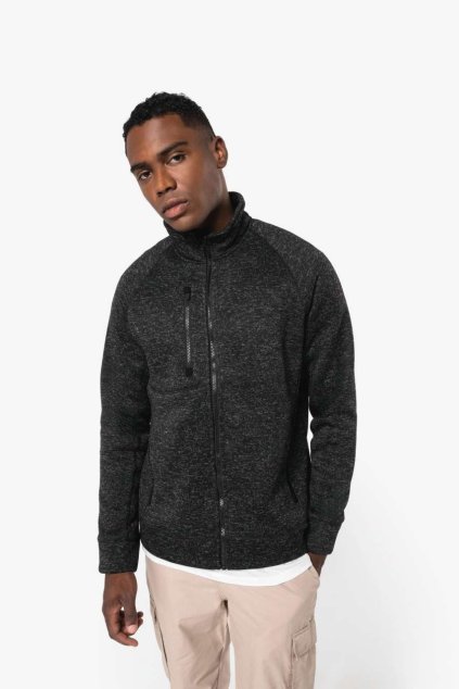 MEN'S FULL ZIP HEATHER JACKET Dark Grey Melange (Vyberte barvu tmavě šedý melír, Velikost S)