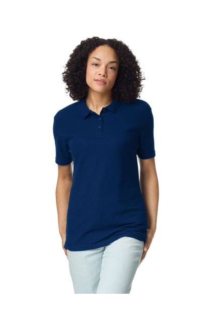 SOFTSTYLE<SUP>™</SUP> LADIES' DOUBLE PIQUÉ POLO WITH 3 COLOUR-MATCHED BUTTONS Black (Vyberte barvu černá, Velikost S)