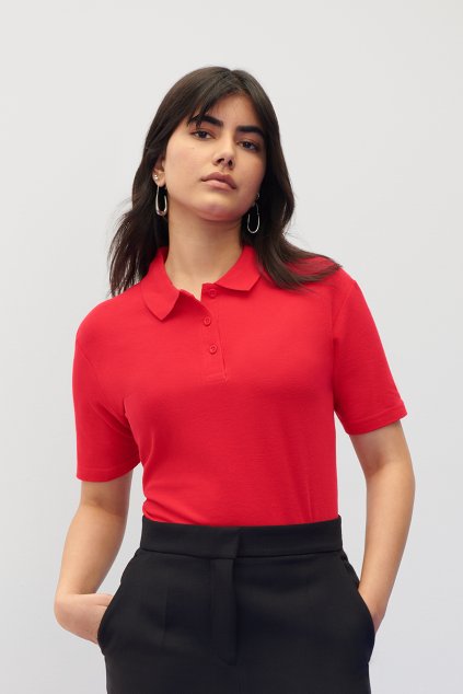 SOFTSTYLE<SUP>®</SUP> LADIES' DOUBLE PIQUÉ POLO WITH 3 COLOUR-MATCHED BUTTONS Black (Vyberte barvu černá, Velikost S)