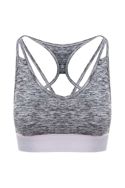 GIRLIE CROSS BACK CROP TOP Black Slate Melange (Vyberte barvu černá břidlicová žíhaná, Velikost S)