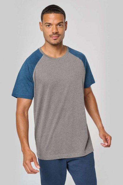 ADULT TRIBLEND TWO-TONE SPORTS SHORT-SLEEVED T-SHIRT Grey Heather/Black Heather (Vyberte barvu šedá žíhaná / černá žíhaná, Velikost S)