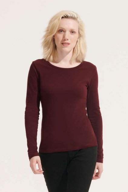 SOL'S MAJESTIC - WOMEN'S ROUND COLLAR LONG SLEEVE T-SHIRT Deep Black (Vyberte barvu hlubinná černá, Velikost L)