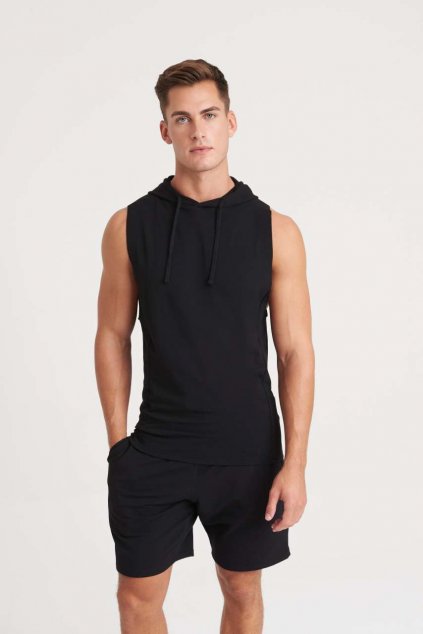 URBAN SLEEVEESS MUSCLE HOODIE Jet Black (Vyberte barvu tryskáčově černá, Velikost M)