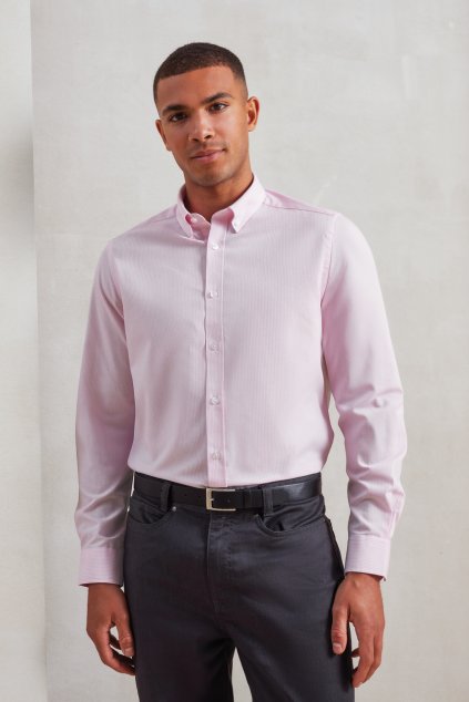 MEN’S COTTON RICH OXFORD STRIPES SHIRT White/Navy (Vyberte barvu bílá / námořnická modrá, Velikost S)