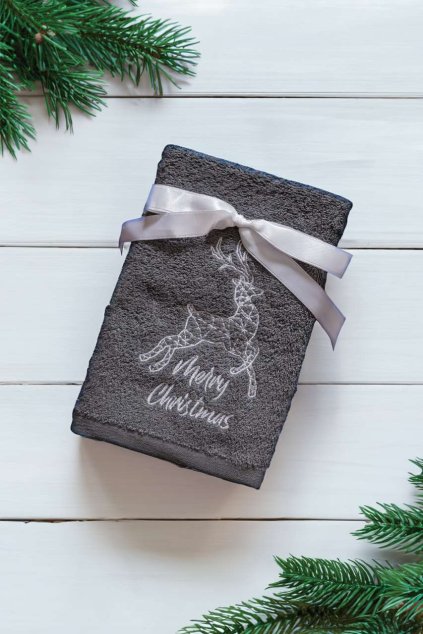 OLIMA CHRISTMAS TOWEL - REINDEER Bordeaux (Vyberte barvu bordó fialová, Velikost 45X70)