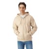 SOFTSTYLE™ MIDWEIGHT FLEECE ADULT FULL ZIP HOODED SWEATSHIRT Sand (Vyberte barvu písková, Velikost S)