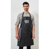 'DIVISION' WAXED LOOK DENIM BIB APRON WITH FAUX LEATHER Black Denim (Vyberte barvu černá džínovina, Velikost U)