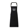 'DIVISION' WAXED LOOK DENIM BIB APRON WITH FAUX LEATHER Black Denim (Vyberte barvu černá džínovina, Velikost U)