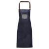 'DIVISION' WAXED LOOK DENIM BIB APRON WITH FAUX LEATHER Black Denim (Vyberte barvu černá džínovina, Velikost U)