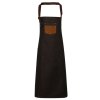 'DIVISION' WAXED LOOK DENIM BIB APRON WITH FAUX LEATHER Black Denim (Vyberte barvu černá džínovina, Velikost U)