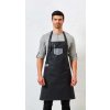 'DIVISION' WAXED LOOK DENIM BIB APRON WITH FAUX LEATHER Black Denim (Vyberte barvu černá džínovina, Velikost U)