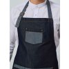 'DOMAIN' CONTRAST DENIM BIB APRON Black Denim (Vyberte barvu černá džínovina, Velikost U)