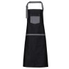 'DOMAIN' CONTRAST DENIM BIB APRON Black Denim (Vyberte barvu černá džínovina, Velikost U)