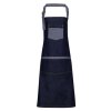 'DOMAIN' CONTRAST DENIM BIB APRON Black Denim (Vyberte barvu černá džínovina, Velikost U)